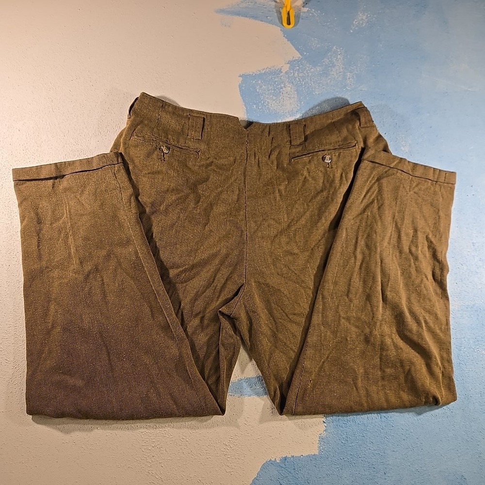 VTG Cosi L'Uomo‎ Mens 38 Brown Houndstooth Pleated Dress Pants Rayon Poly Baggy - Picture 8 of 9